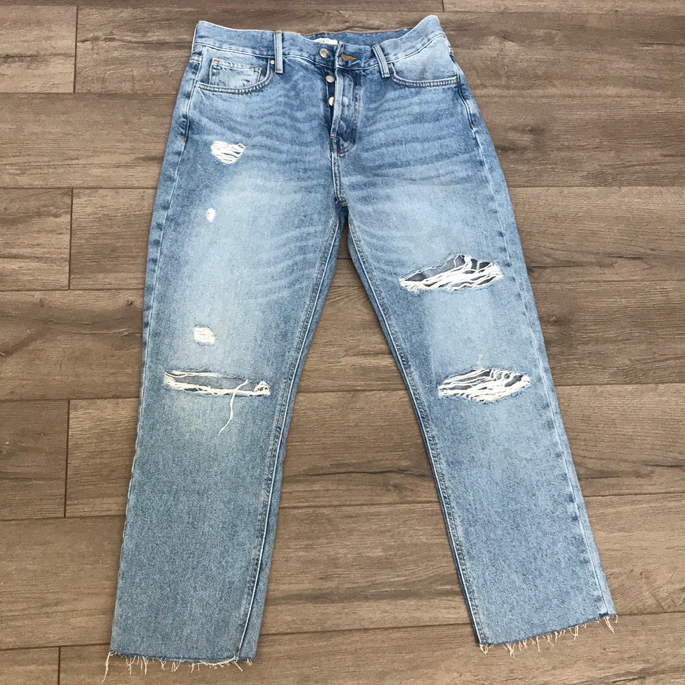 Distressed mom jeans